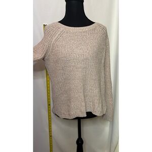 Faded Glory‎ Women's M 8-10 Beige Tan Knit Cotton Acrylic Long Sleeve Sweater